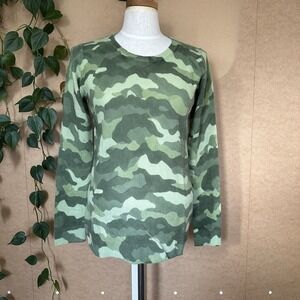 NWT Charter Club Women's 100% Cashmere Camo-Print Crewneck Sweater S Green